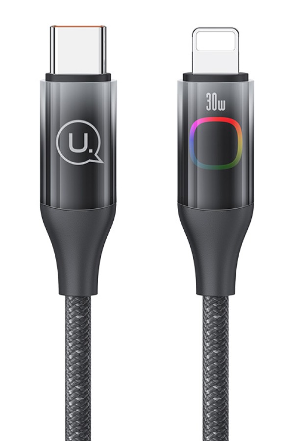 USAMS καλώδιο Lightning σε USB-C US-SJ638, 30W PD, 1.2m, μαύρο