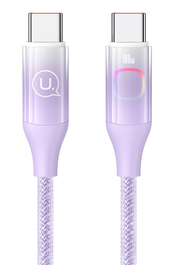 USAMS καλώδιο USB-C σε USB-C US-SJ640, 100W PD, 1.2m, μωβ