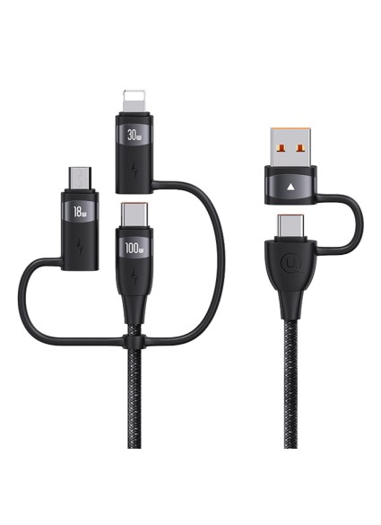 USAMS καλώδιο USB/USB-C σε 3 in 1 US-SJ646, PD 100W, 2m, μαύρο