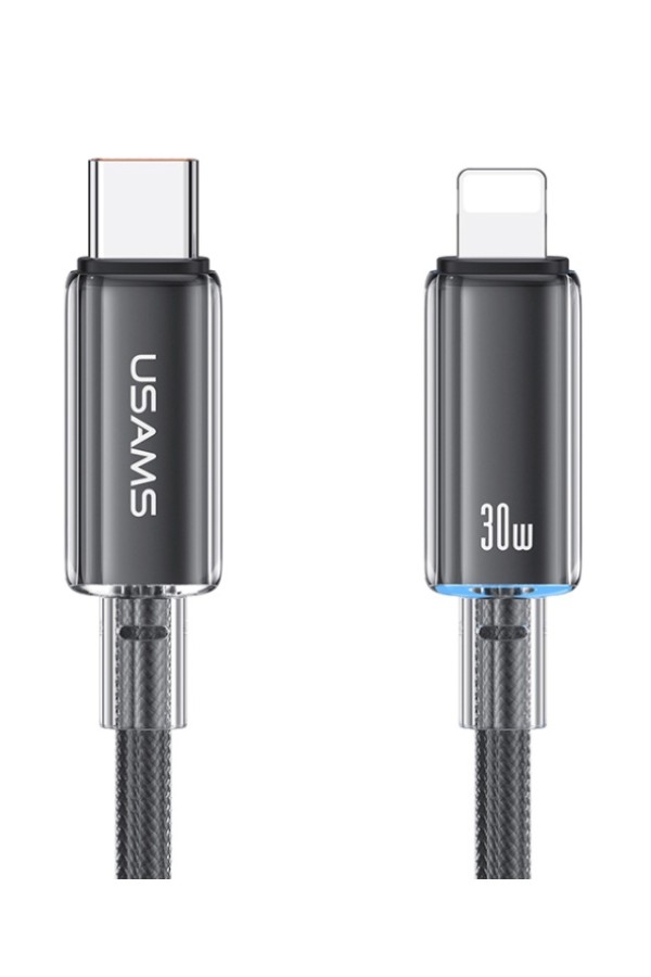 USAMS καλώδιο Lightning σε USB-C US-SJ659, 30W, 480Mbps, 1.2m, μαύρο