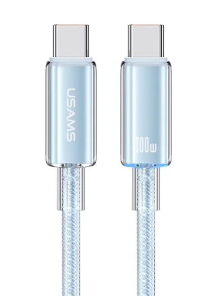 USAMS καλώδιο USB-C σε USB-C US-SJ660, 100W, 480Mbps, 1.2m, μπλε