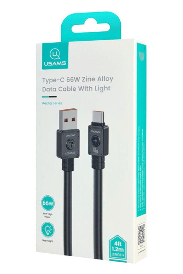 USAMS καλώδιο USB-C σε USB US-SJ686, 66W, 480Mbps, 1.2m, μαύρο