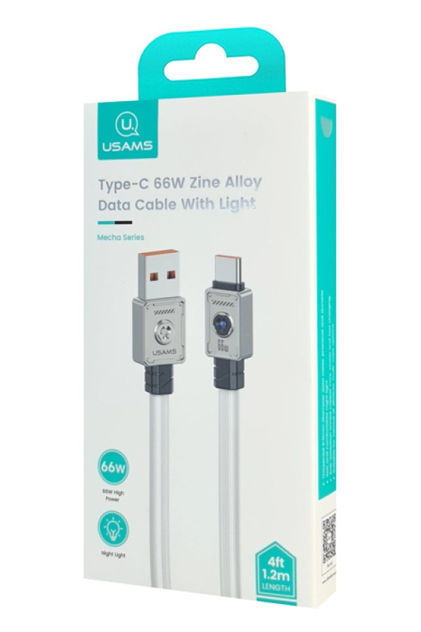 USAMS καλώδιο USB-C σε USB US-SJ686, 66W, 480Mbps, 1.2m, λευκό