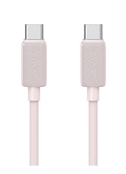 USAMS καλώδιο USB-C σε USB-C US-SJ691, 60W, 480Mbps, 1m, ροζ