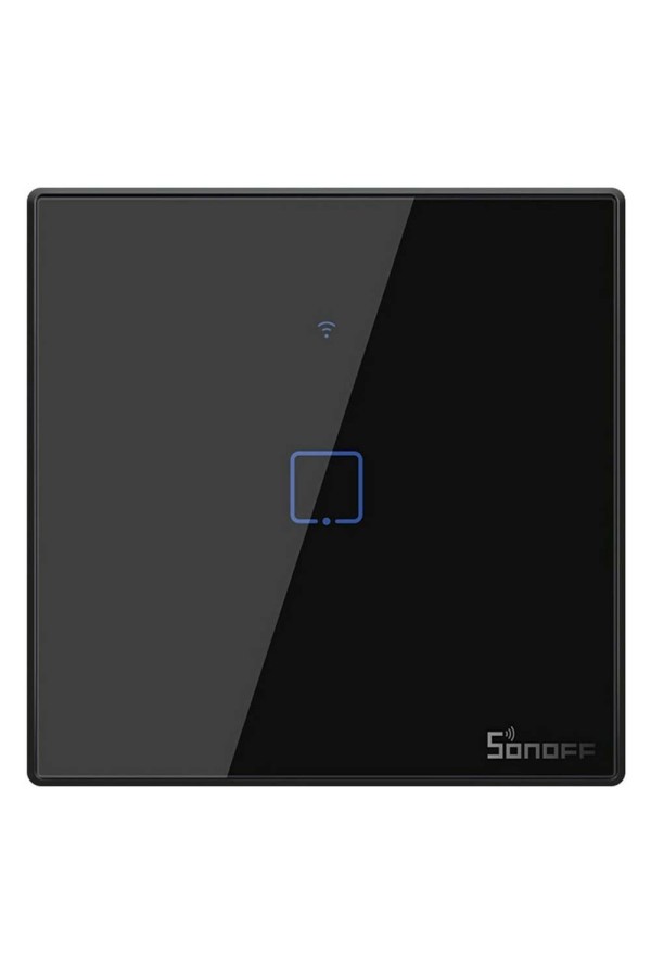Sonoff TX-T3EU1C Χωνευτός Διακόπτης Τοίχου Wi-Fi για Έλεγχο Φωτισμού με Πλαίσιο και Ένα Πλήκτρο Αφής Φωτιζόμενος Μαύρος (IM190314018) (SONIM190314018)