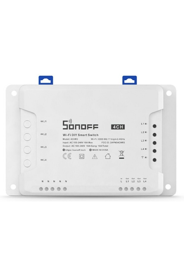 Sonoff 4CH R3 Smart Ενδιάμεσος Διακόπτης Wi-Fi σε Λευκό Χρώμα (M0802010003) (SONM0802010003)