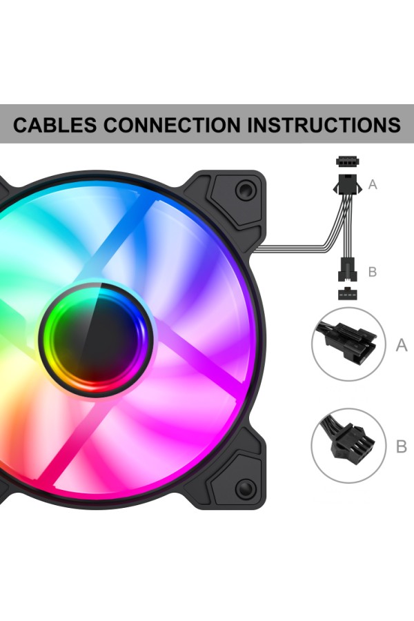 POWERTECH ανεμιστήρας για PC SP-PT-1309-2, slave, ARGB LED, 120mm, 1200RPM
