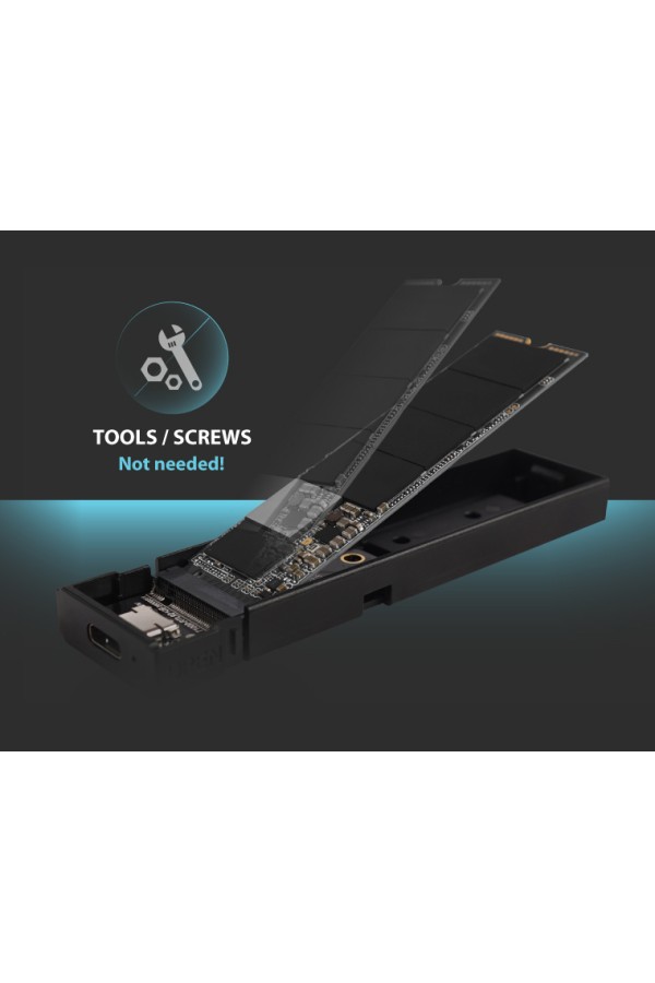 SILICON POWER θήκη για M.2 PCIe NVMe/SATA SSD PD60, tool free, 10Gbps, μαύρη