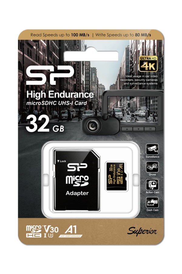 SILICON POWER κάρτα μνήμης microSDHC High Endurance, 32GB, Class 10 UHS-I U3 A1 V30