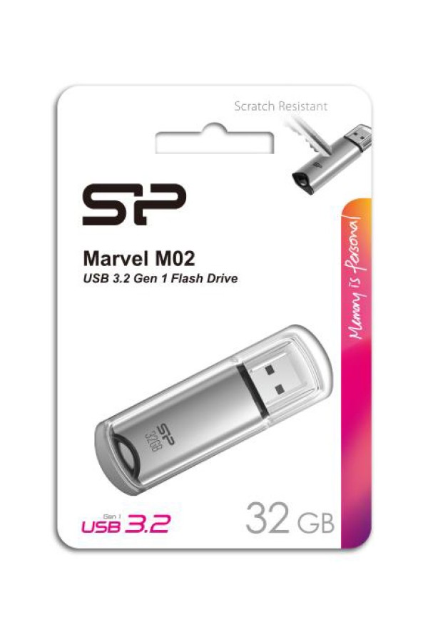 SILICON POWER USB Flash Drive Marvel M02, 32GB, USB 3.2, γκρι