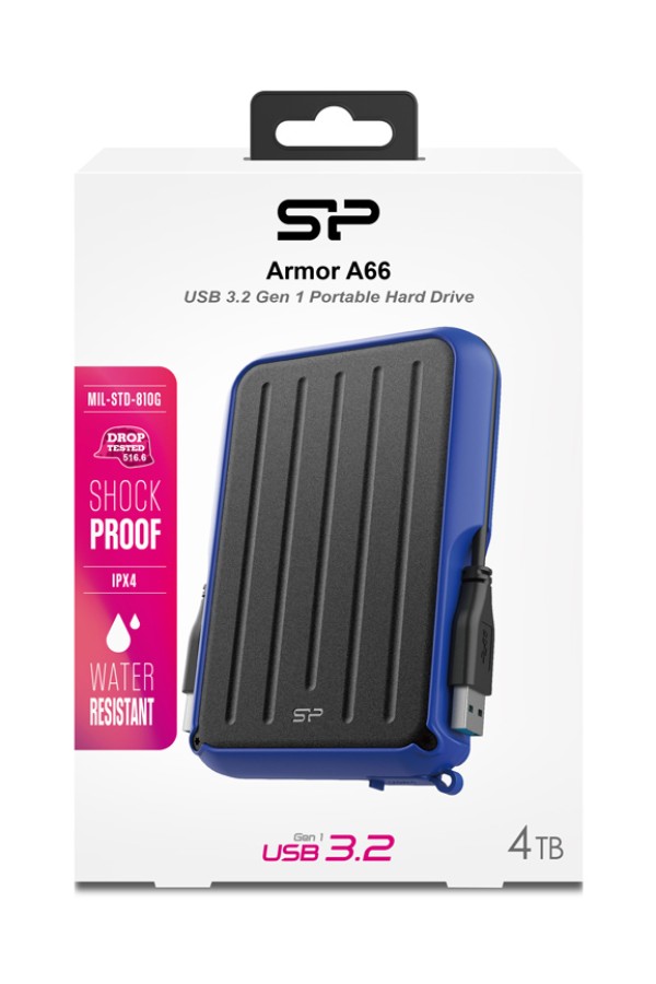 SILICON POWER εξωτερικός HDD Armor A66, 4TB, USB 3.2, μπλε