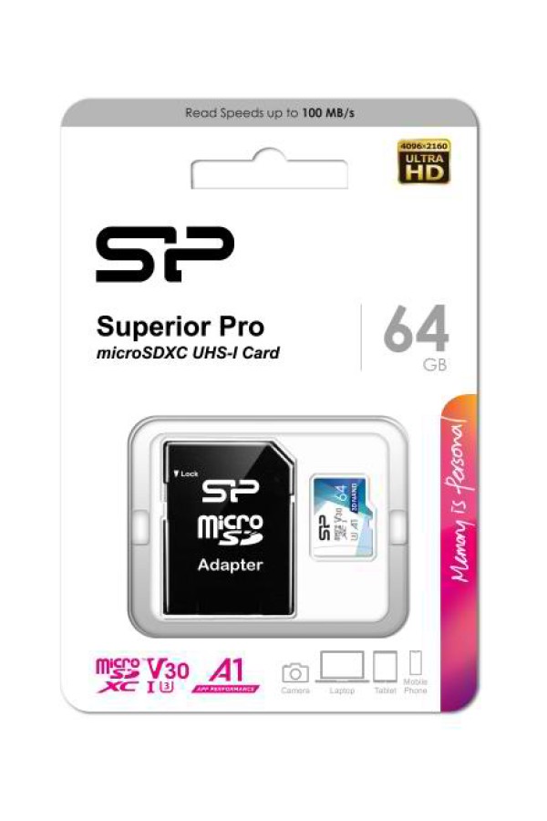 SILICON POWER κάρτα μνήμης Superior Pro microSDXC UHS-I, 64GB, Class 30