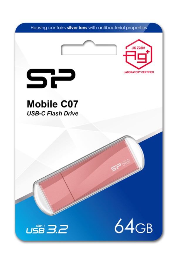 SILICON POWER USB-C Flash Drive Mobile C07, 64GB, USB 3.2, ροζ