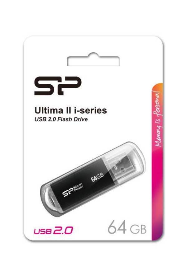 SILICON POWER USB Flash Drive Ultima II-I, 64GB, USB 2.0, μαύρο
