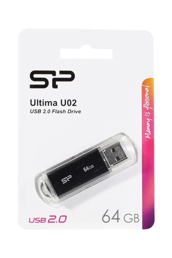 SILICON POWER USB Flash Drive Ultima U02, 64GB, USB 2.0, μαύρο