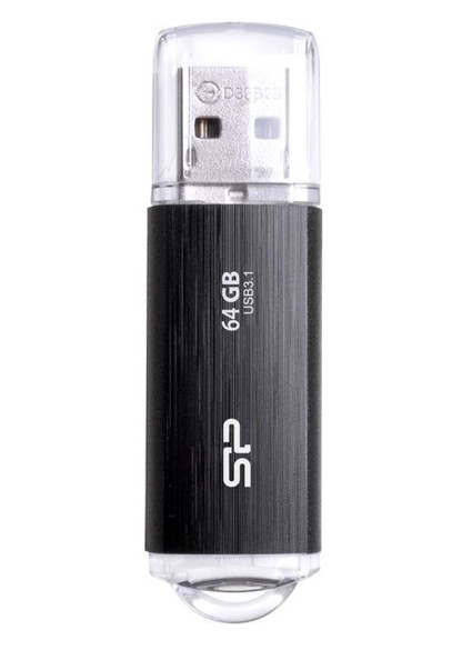 SILICON POWER USB Flash Drive Blaze B02, 64GB, USB 3.2, μαύρο