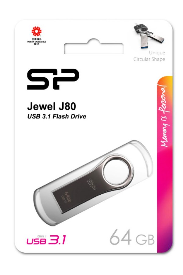 SILICON POWER USB Flash Drive Jewel 80, 64GB, USB 3.2, ασημί