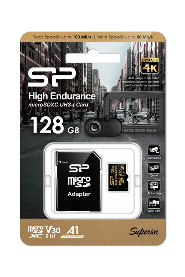 SILICON POWER κάρτα μνήμης microSDHC High Endurance, 128GB, Class 10 UHS-I U3 A1 V30