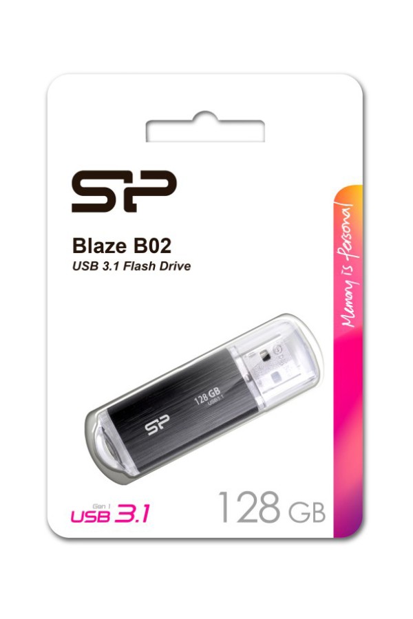 SILICON POWER USB Flash Drive Blaze B02, 128GB, USB 3.2, μαύρο