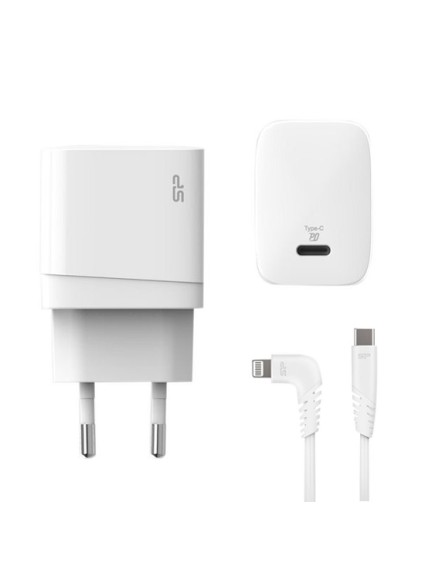 SILICON POWER φορτιστής τοίχου QM10 με καλώδιο, USB-C, 18W, MFi, λευκός