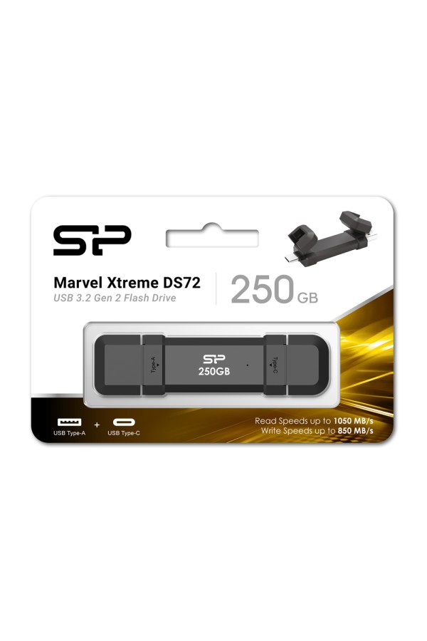 SILICON POWER εξωτερικός SSD Marvel Xtreme DS72, USB-C/USB 3.2, 250GB, μαύρο