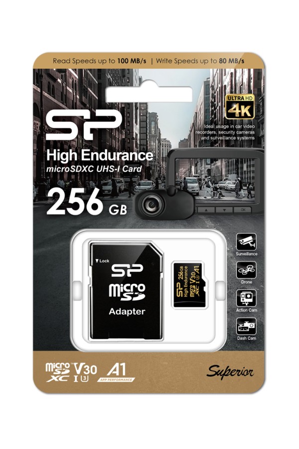 SILICON POWER κάρτα μνήμης microSDHC High Endurance, 256GB, Class 10 UHS-I U3 A1 V30