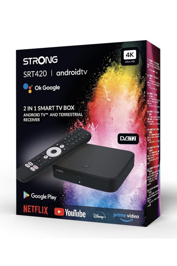 STRONG TV Box SRT420 με ψηφιακό δέκτη DVB-T2, Google/Netflix πιστοποίηση, 4K, WiFi, Android 11