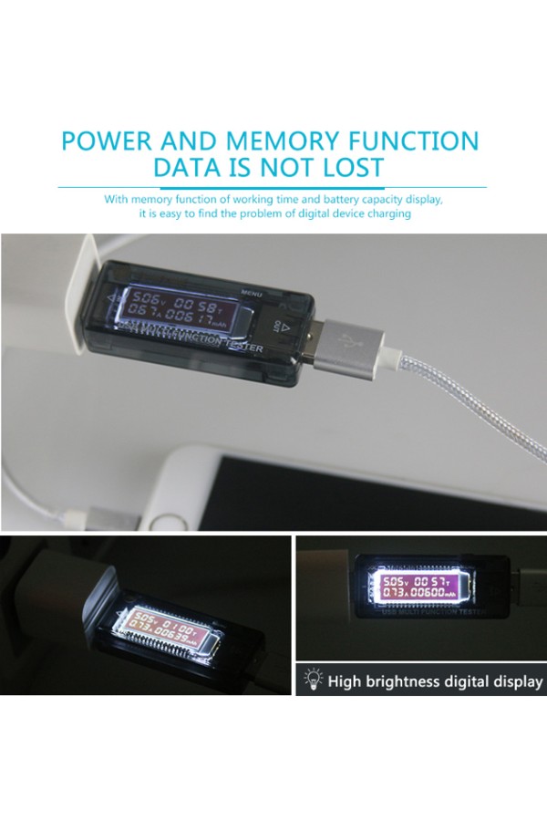 SUNSHINE USB tester φόρτισης SS-302A, V/A/Time/mAh