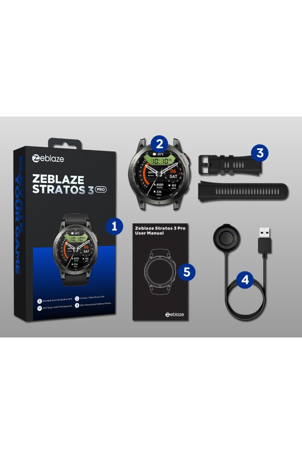 ZEBLAZE smartwatch Stratos 3 Pro, heart rate, 1.43