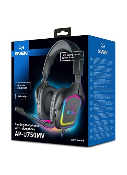 Sven Gaming Headphones With Microphone AP-U750MV Black (SV-020781)