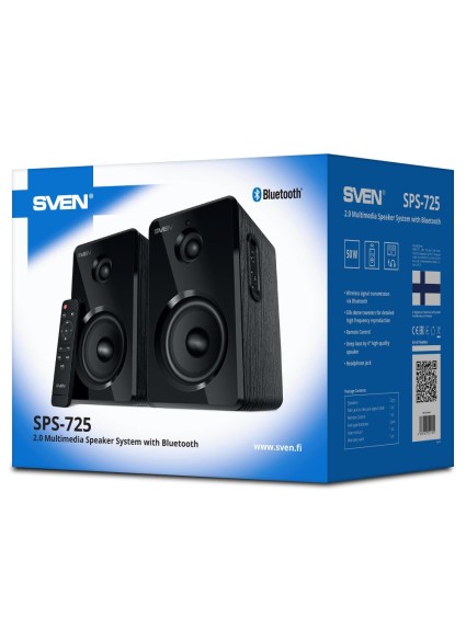 Sven 2.0 Speakers SPS-725 Black 2x25W Bluetooth (SV-021184)