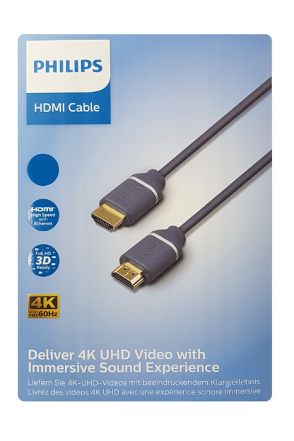 PHILIPS καλώδιο HDMI 2.0 SWV5650G, 4K/60Hz, 18Gbps, copper, 5m, γκρι