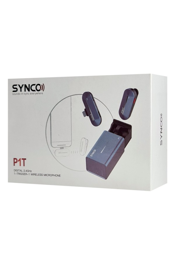 SYNCO ασύρματο μικρόφωνο P1T με θήκη φόρτισης, USB-C, 2.4GHz, γκρι