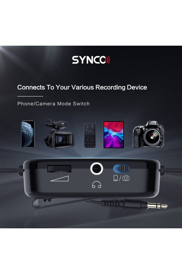 SYNCO μικρόφωνο Lav-S6M2, clip-on, omnidirectional, 3.5mm, 400mAh, μαύρο