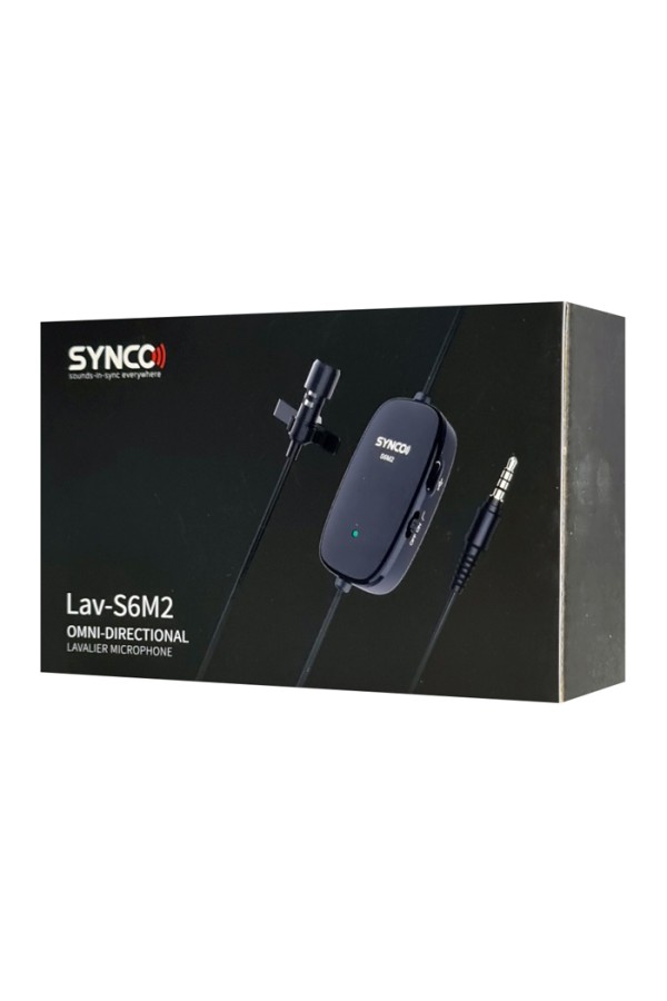 SYNCO μικρόφωνο Lav-S6M2, clip-on, omnidirectional, 3.5mm, 400mAh, μαύρο