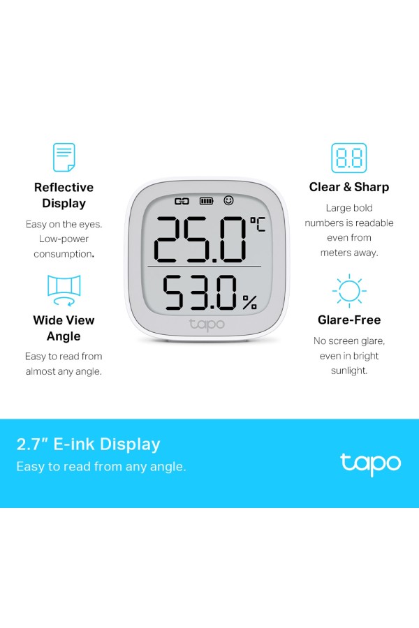 TP-LINK smart θερμόμετρο & υγρασιόμετρο Tapo T315, -20~60 °C, Ver 1.0