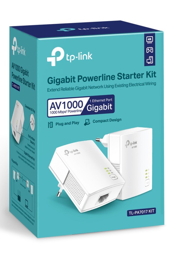 TP-LINK Powerline Starter Kit TL-PA7017, AV1000 Gigabit, Ver. 4.0