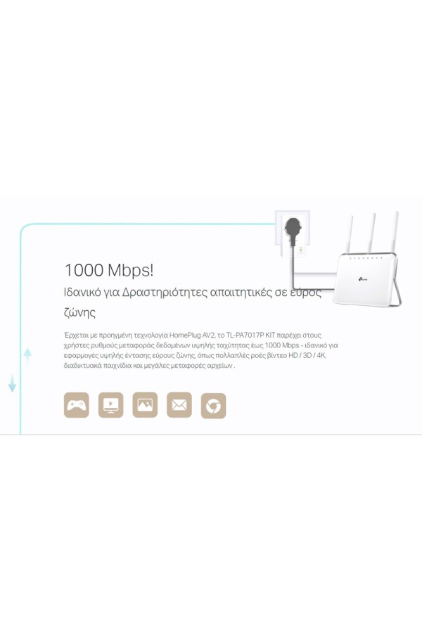 TP-LINK Powerline kit TL-PA7017P, Passthrough, AV1000 Gigabit, Ver. 4.0