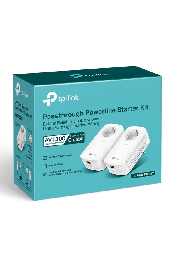 TP-LINK Passthrough Powerline Starter Kit TL-PA8010P, AV1300, Ver: 3.0