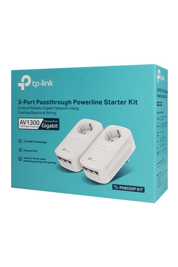 TP-LINK powerline TL-PA8030P kit passthrough, AV1300 3x Gigabit, Ver 3.0