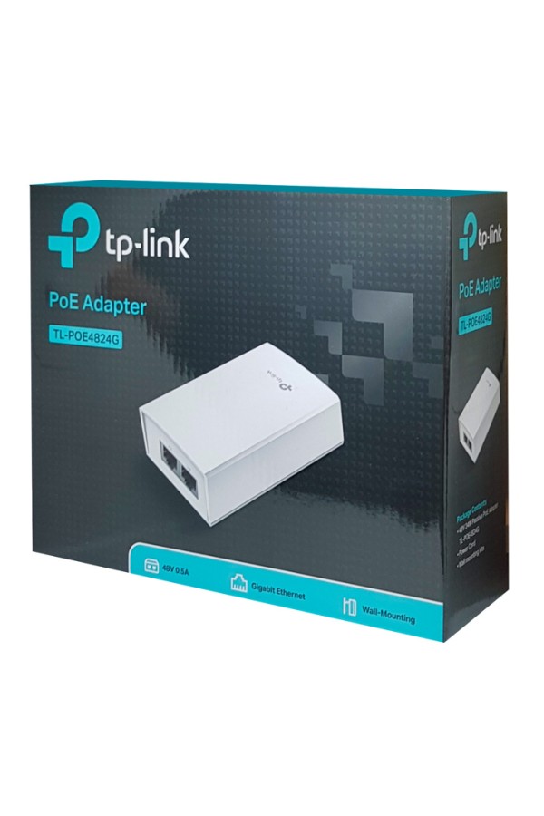 TP-LINK Gigabit PoE Adapter TL-POE4824G, 48V 24W, power cable, Ver. 1.0