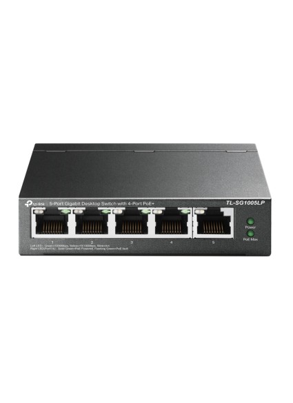 TP-LINK desktop switch TL-SG1005LP, 5-Port Gigabit, 4x PoE+, Ver. 2.0