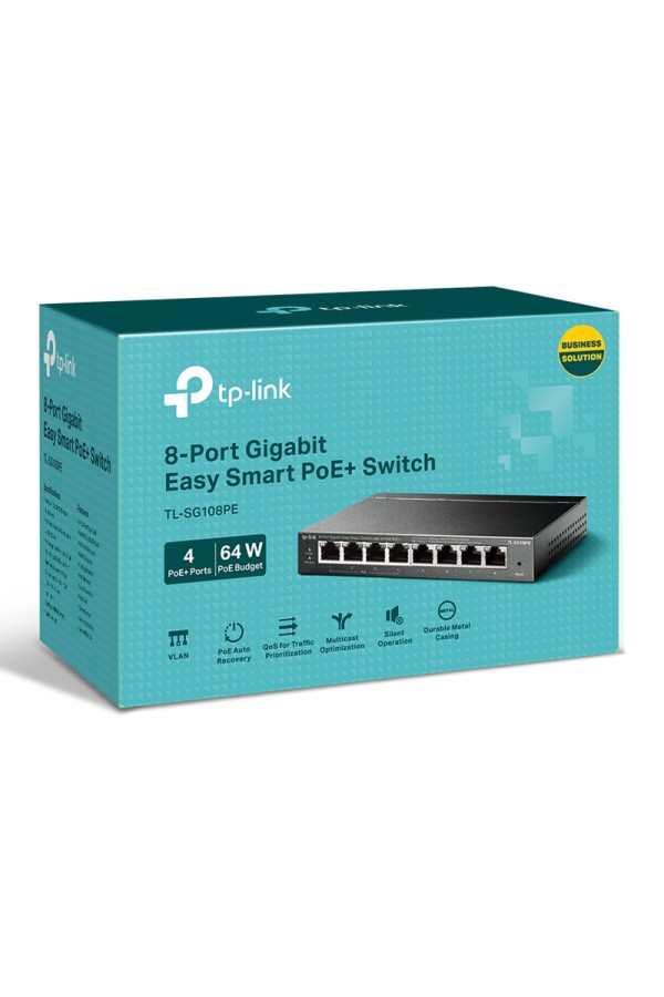 TP-LINK Easy Smart Switch TL-SG108PE, 8-Port Gbit, 4-Port PoE, Ver. 5.0