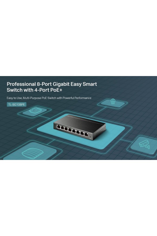 TP-LINK Easy Smart Switch TL-SG108PE, 8-Port Gbit, 4-Port PoE, Ver. 5.0