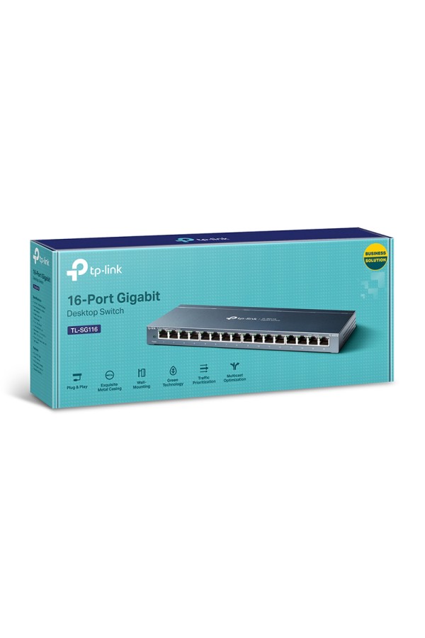 TP-LINK desktop switch TL-SG116, 16-Port, 10/100/1000Mbps, Ver. 1.0