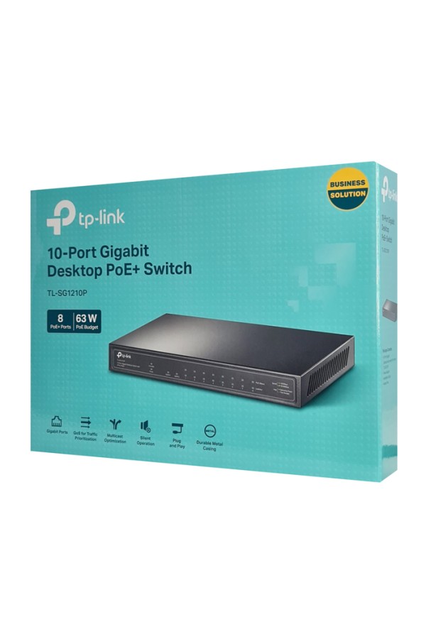 TP-LINK desktop switch TL-SG1210P, 10-Port Gigabit, 8x PoE+, Ver. 3.0