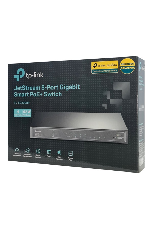 TP-LINK JetStream switch TL-SG2008P, 8-Port Gigabit, 4x PoE+, Ver. 3.0