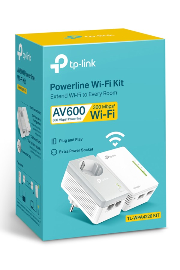 TP-LINK Powerline Wi-Fi Kit TL-WPA4226-KIT, AV600 600Mbps, Ver: 4.0