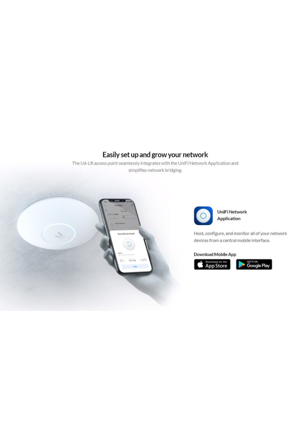 UBIQUITI Access Point UniFi U6-LR, 3000Mbps, Wi-Fi 6, 4x4 MU-MIMO, PoE+