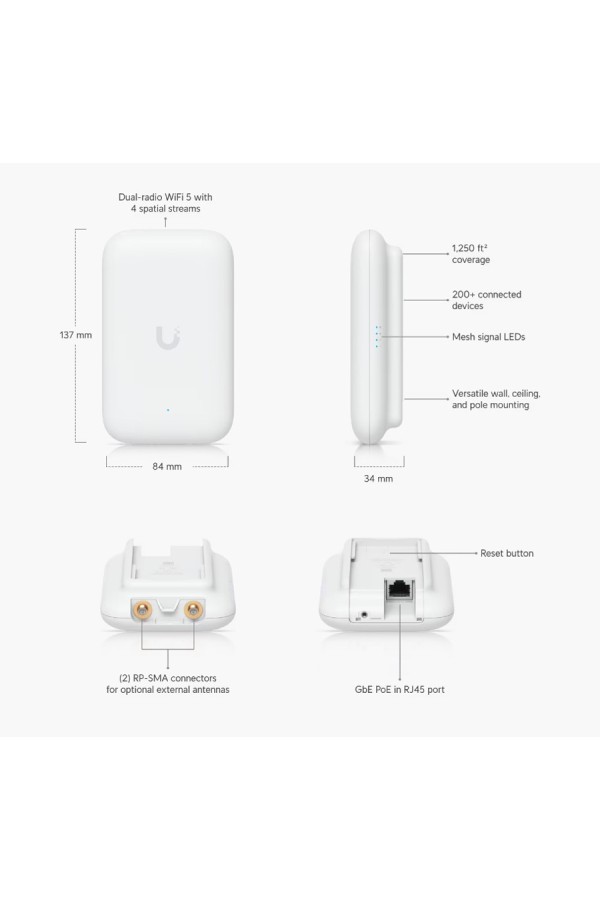 UBIQUITI Access Point UK-ULTRA, WiFi 5, 1167Mbps Dual band, PoE